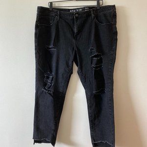 Ava & Viv Women's Plus Black Distressed Jeans (20)